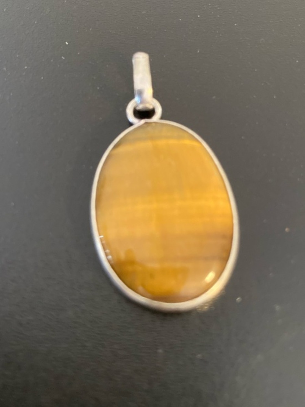 Yellow Tiger's Eye Oval Pendant Necklace - Unbranded